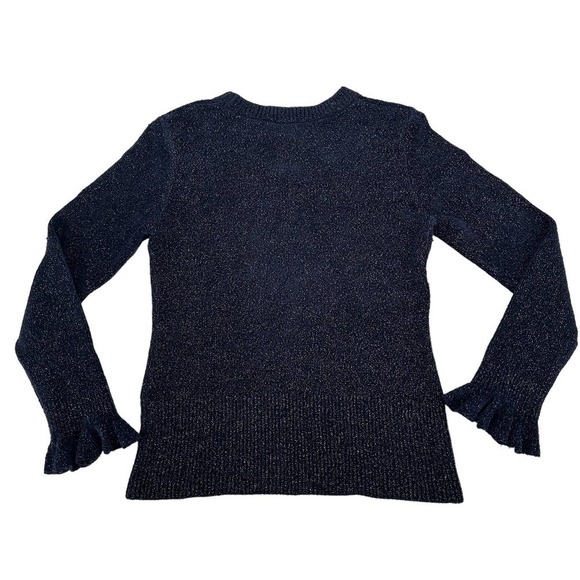 Elie Tahari Womens Heavy Knit Metallic Pullover Sweater Knitted Blue Size M - Picture 4 of 12